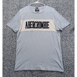 Abercrombie Fitch Y2K Revival Spellout Shirt Mens M Spellout Preppy Casual Blue